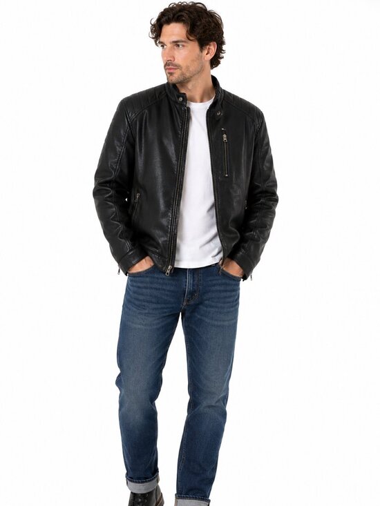 Tommy Hilfiger Other - Tommy Hilfiger Black Faux Leather Moto Jacket Men’s Vintage Y2K Style